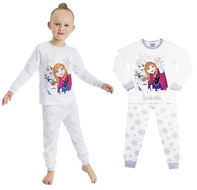 Buy Girls Disney Frozen Personalised Pyjamas Elsa Anna Olaf Pyjamas 18 Mth-10 Yrs • 12.99£