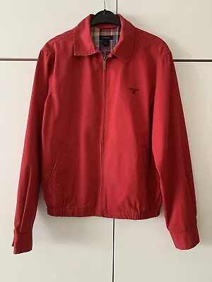 Buy Gant Mens Jacket Red Bomber Wind Cheater Sport Cotton Full Zip Small S Light • 27.99£