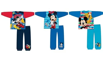 Buy Boys Kids Mickey Mouse Pluto Pyjamas Nightwear PJs 100% Cotton Long Sleeve • 5.99£