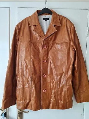 Buy HIJKLM UVWXYZ John Lewis Light Warm Brown REAL LEATHER Jacket Coat Size L • 30£