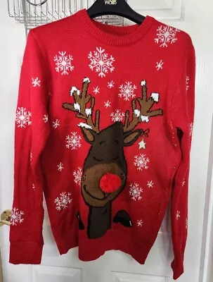 Buy Christmas Clothes Jumper Mens Teens Size S 36  Red Reindeer • 6.99£