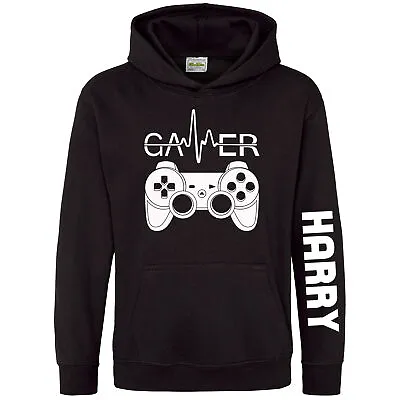 Buy Personalised Gamer Kids Hoodie Birthday Hooded Top Sleeve Print Gaming Comput... • 19.99£