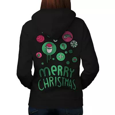 Buy Wellcoda Merry Christmas Fun Womens Hoodie, Holiday Design On The Jumpers Back • 28.99£