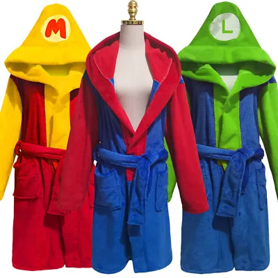 Buy Game Super Mario Bathrobe Pajamas Cosplay Adult Kids Sleepwear Nightgown Costume • 22.20£