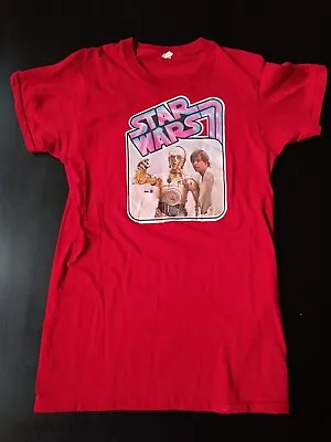 Buy Original Star Wars T-Shirt 1977 Vintage Hanes Rare Large Red • 37.89£