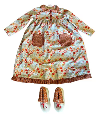Buy Bitty Baby American Girl Crazy Daisy Long Flannel Night Gown Sz Lg With Slippers • 20.41£