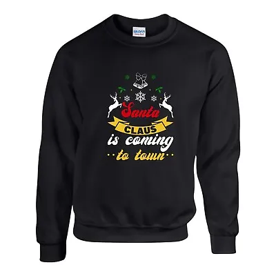 Buy Santa Claus Is Coming Town Jumper, Christmas Xmas Day Gift Sweatshirt Unisex Top • 17.99£