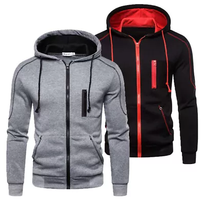 Buy Men's Full Zip Up Hoodies Autumn Winter Sportswear Hooded Coat Casual Jacket • 8.88£