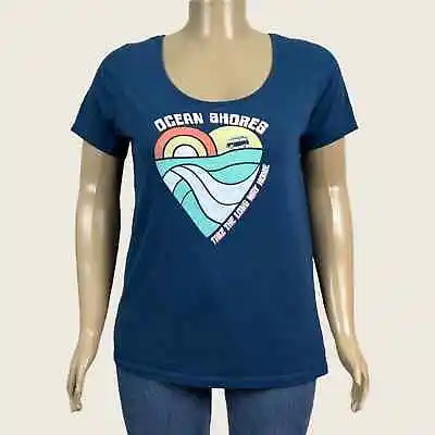 Buy Ocean Shores Take The Lone Way Home Sunrise Sunset Heart Blue T-shirt 2X PLUS • 18.97£