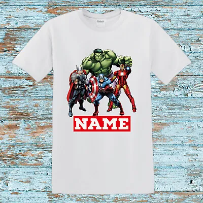 Buy Marvel Superheroes Personalised Kids Birthday Party Boy T-shirt Gift Any Name • 9.99£
