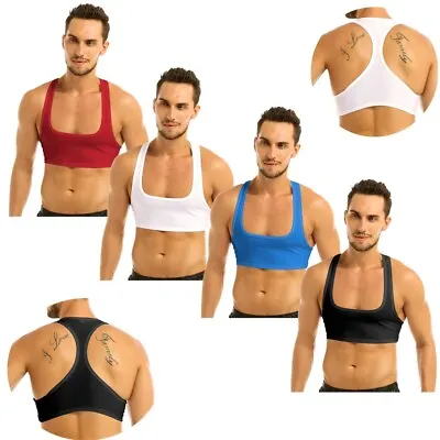 Buy Sexy Men Sleeveles Y Back Muscle Half Tank Top Vest Tee T-Shirts Stage Crop Tops • 5.94£