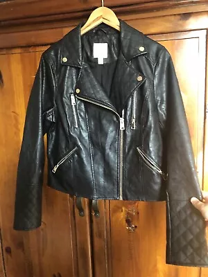 Buy RIVER ISLAND Size 16 Black Faux Leather Jacket Excellent Condition • 28.49£