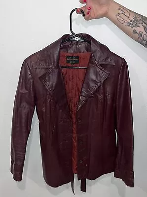 Buy Genuine Leather 11-12 80s 90s Womans Jacket Burgundy  • 28.34£