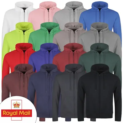 Buy Mens Sweatshirt Hoodie Full Zip Up Plain Hooded Adult Fleece Zipper Hoody S-XXL • 9.99£