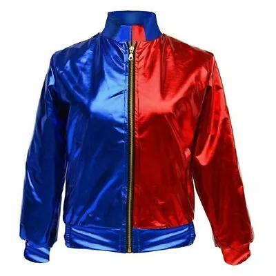 Buy Women’s Suicide Squad Red And Royal Metallic Jacket Cosplay Harley Quinn Costume • 18.30£