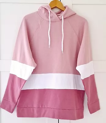 Buy Ladies Pink White Oversized Hoodie Sweatshirt By Rainbow Size 12 Brand New • 14.99£