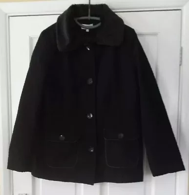Buy Matalan Black Quilted Jacket - Faux Fur Collar Size 14 • 7.99£