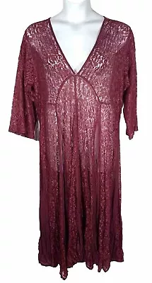 Buy Vintage Holy Clothing Red Lace Maxi Dress Plus Size 2X Boho Peasant Cottage Core • 33.78£