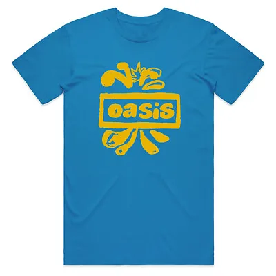 Buy Oasis T-Shirt Drawn Logo Noel Liam Gallagher Official Band New Blue • 15.95£