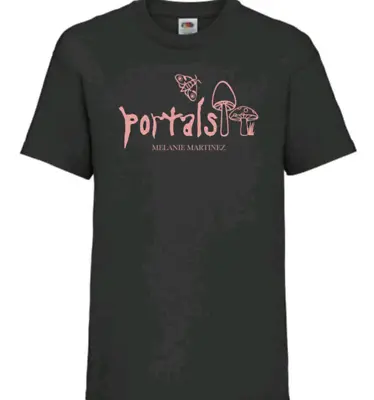 Buy *PORTALS* Melanie Cotton Logo Merch T-Shirt UK Black And Pink • 17.99£