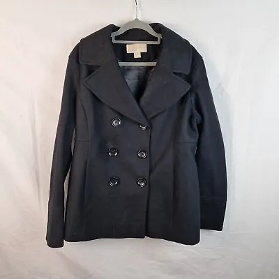 Buy Michael Kors Double Breasted Pea Coat Black Size L • 35£