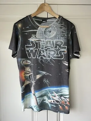 Buy Official Star Wars AOP T-Shirt - X-Wings Death Star - Size Medium - Vintage • 19.99£