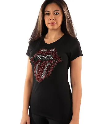 Buy The Rolling Stones T Shirt Official Classic Tongue Diamante Licensed Ladies Tee • 15.94£
