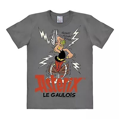 Buy T-shirt 100% Cotton Logoshirt® Asterix Drinking The Magic Potion (Grey) • 26.40£