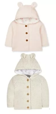 Buy  BNWT Mothercare Baby Boys Girls Blue Pink Bear Hooded Knitted Jacket Cardigan • 4.95£