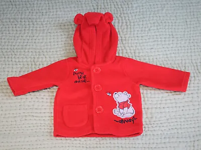 Buy Disney Baby, Winnie The Pooh Red Hooded Cardigan Top, Jacket Hoodie, 0-3 Months • 4.99£