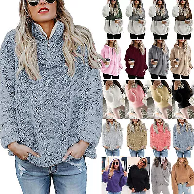 Buy Women Fleece Fur Winter Warm Teddy Bear Jacket Coat Hoodie Outwear Top Warm UK  • 19.68£