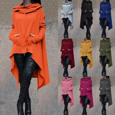 Buy Womens Hooded Sweatshirt Dress Plus Size Long Sleeve Casual Hoodies Jumper Dress • 14.99£