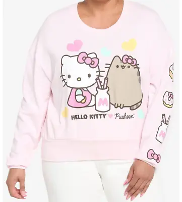 Buy Sanrio Hello Kitty X Pusheen Sweets Crop Sweatshirt Juniors Plus 2X Pink NEW • 57.63£