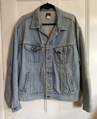 Buy Genuine Vintage American Made Lee Rider Faded Light Blue Denim Jacket, XL • 28£