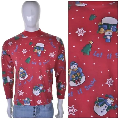 Buy Vintage Christmas Snowmen Jumper S Cute Kitsch Ugly Tacky Sweater Sweatshirt • 24.99£
