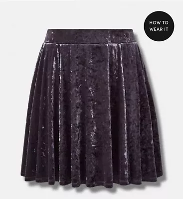 Buy Torrid 5X Mini Skirt Gray Velvet Elastic Waist Short Plus Size Pockets • 23.68£