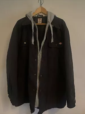 Buy Dickies Men’s Hooded Utility Jacket Shacket Quilted Black Canvas Size 2XL • 35£