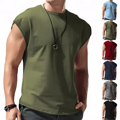 Buy Mens Tank Top Muscle Gym Sleeveless Plain T-Shirts Tee Shirt Summer Fitness Tees • 9.79£