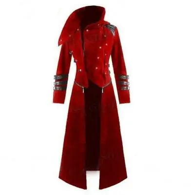 Buy Men's Gothic Steampunk Retro Coat Trench Costume Scorpion Punisher Jacket Mid • 86.39£