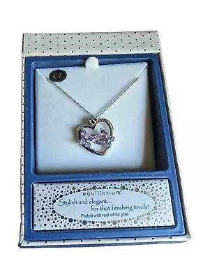Buy Equilibrium Jewellery - Crystal Butterflies Heart Necklace • 14.99£
