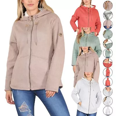 Buy Ladies Womens Sherpa Fleece Fur Lined Hooded Padded Jacket Warm Hiking Coat • 12.99£