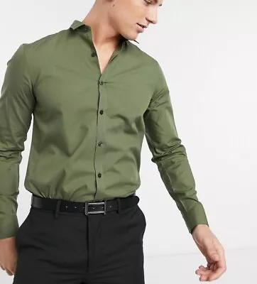 Buy Men's Shirt Modern Slim Fit Shirts Long Sleeve Casual Formal RH13 • 12.99£