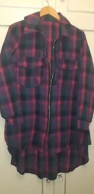 Buy Soft Pink Purple Green Check Oversized Shirt Jacket With Zip Fastening Size XL • 5£