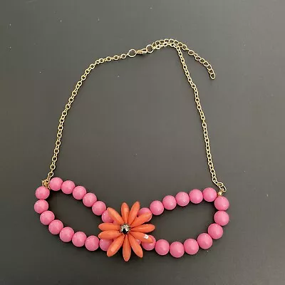 Buy Vintage Statement Costume Jewelry Necklace Beaded And Flower • 14.17£