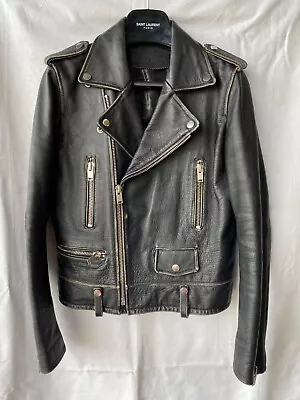 Buy Designer Style Distressed Leather Jacket L01 Sz XS-S Black Skinny SL Hedi Punk • 125£