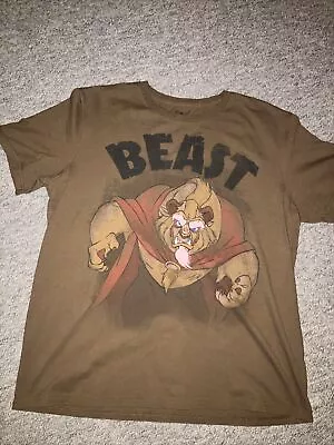 Buy Disney Store Beauty & The Beast T Shirt Large L Beast Brown 90s Beautiful Design • 8.50£