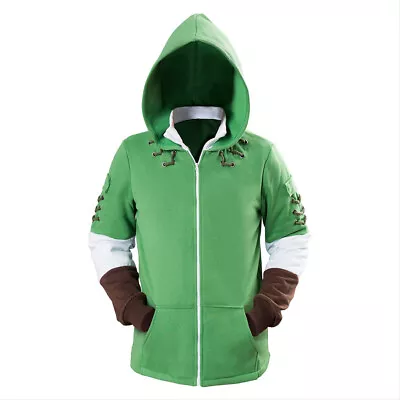 Buy The Legend Of Zelda Link Costume Cosplay Hoodie Sweatshirt  Zip Up Jacket Outfit • 29.33£