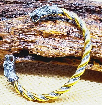 Buy Viking Bracelet - Fenrir Wolf Head Torque - Stainless Steel Viking Arm Ring • 15.95£