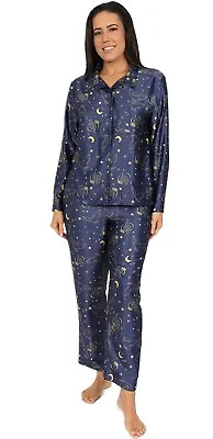 Buy Women's Harry Potter Hedwig Long Navy Satin Pyjama Set • 22.95£