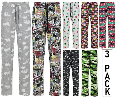 Buy Mens 3 Pack Pyjama Bottoms Ex Uk Store Character M-2xl Sleep Pj Lounge Pants New • 17.99£